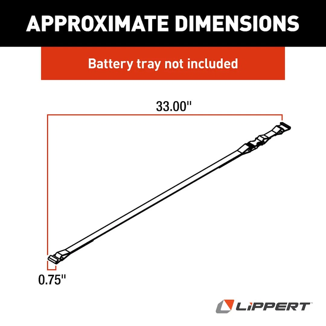 366510 – LIPPERT COMP Battery Box Strap, Replacement Strap For Kwikee Battery Tray Black Metal Hooks - view 2